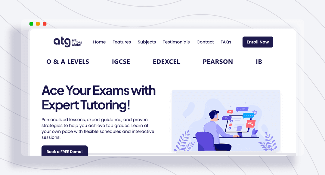 Screenshot of Ace Tutors Global – Client Website